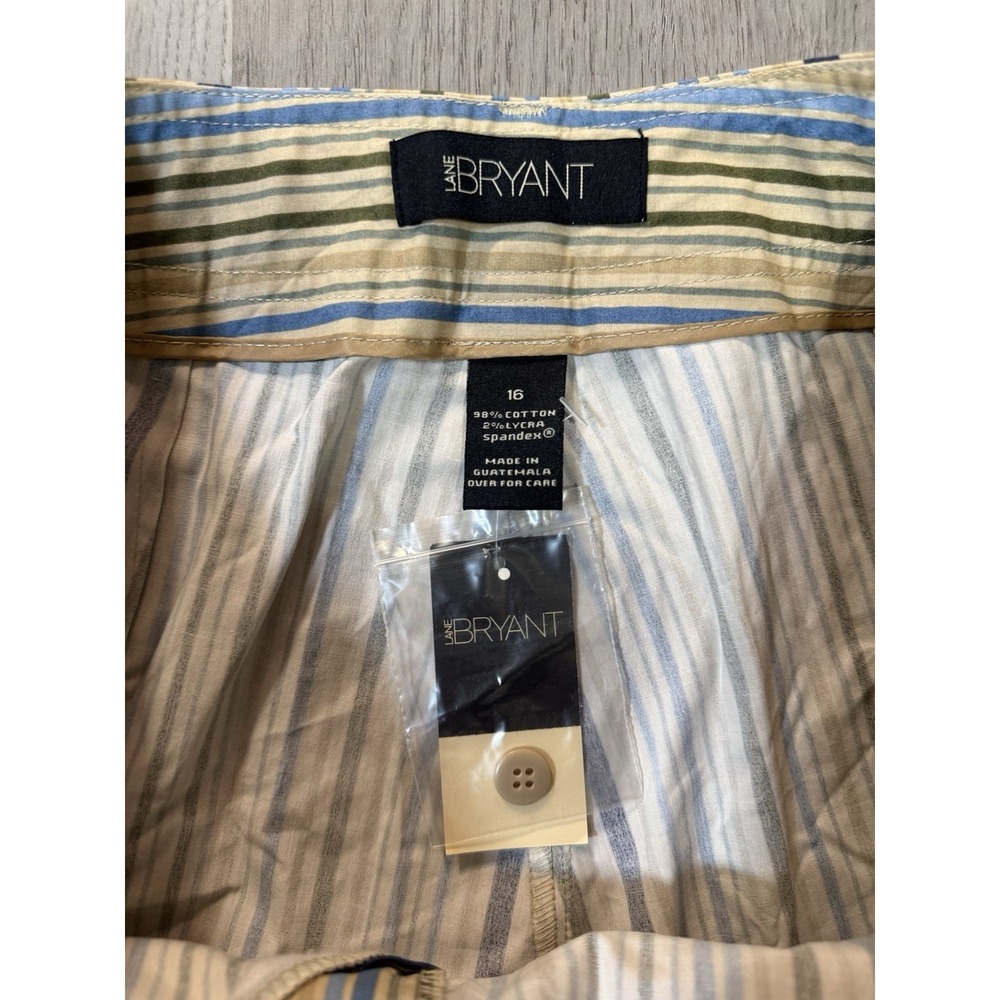 Lane Bryant Straight Cropped Pants Women Size 16 Beige Green Twill Linen NWT - Picture 3 of 10